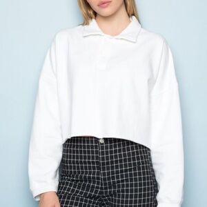Brandy Melville Jones Sweatshirt White Polo Long Sleeve Top
